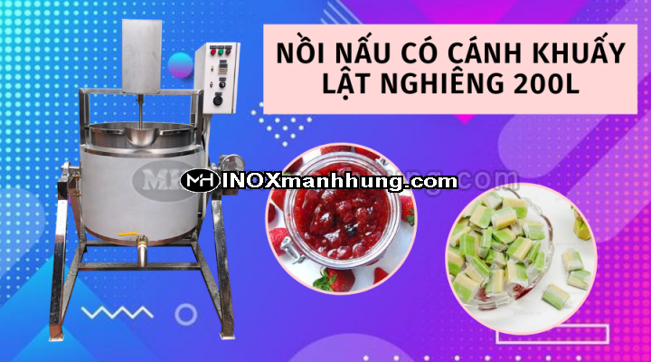 Nồi nấu cánh khuấy lật nghiêng 200L 3